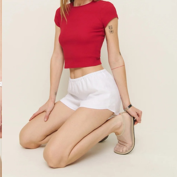 Reformation Tillie Linen White Short Size XL - Picture 4 of 7